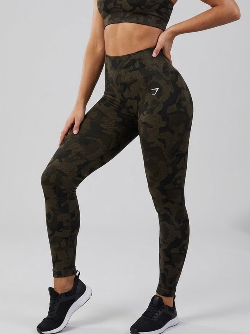 Gymshark Adapt Camo Seamless High Rise Leggings Camouflage Black Olive M